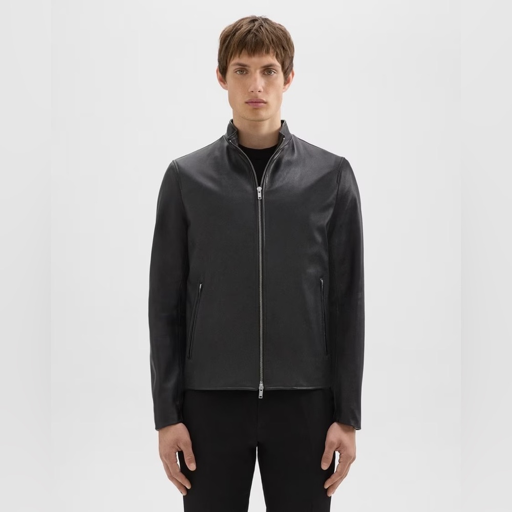 Theory Morvek Zip Black Leather Jacket - Medium, Like New
